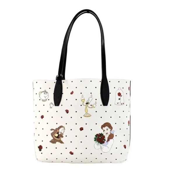 Kate Spade X Disney Beauty and The Beast Small Leather Reversible Tote Handbag - Picture 2 of 6